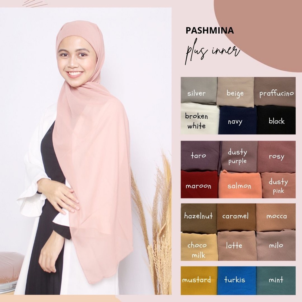 PASMINA INNER 2IN1 CERUTY BABYDOLL PREMIUM / PASHMINA INNER 2IN1 BISA BOLAK BALIK / PASHMINA INSTAN