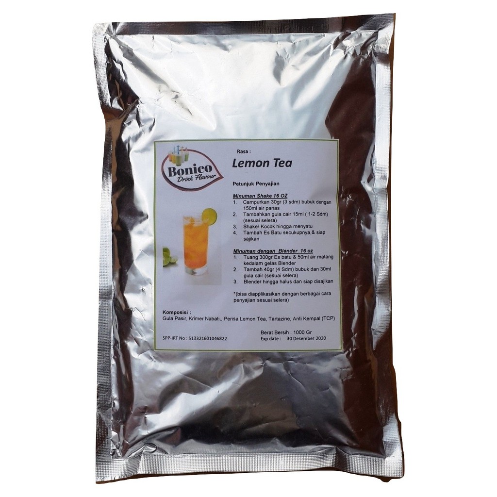 

BONICO LEMON TEA powder 1Kg tepung serbuk Bubuk minuman rasa kekinian instan drink powder Smoothies Ice Blend MILK SHAKE grosir distributor produsen