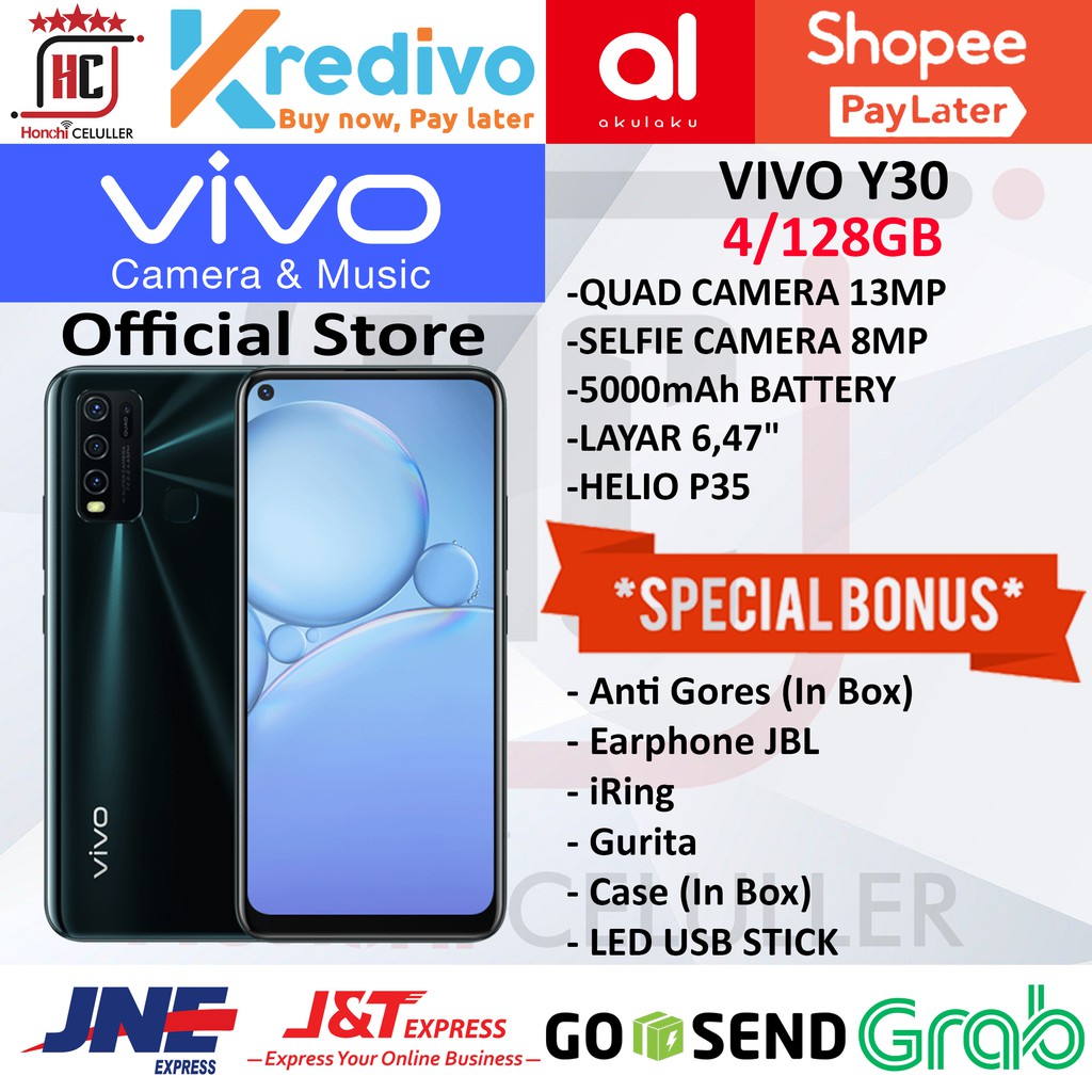 VIVO Y30 4/128GB GARANSI RESMI ORIGINAL FULL BONUS