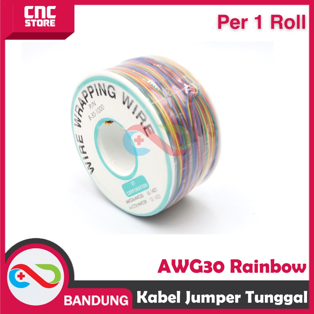 KABEL JUMPER TUNGGAL AWG30 RAINBOW FOR BREADBOARD PER SATU ROLL