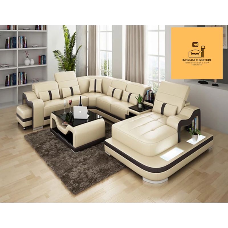 sofa letter u terbaru unik full kulit super mewah berkualitas tinggi