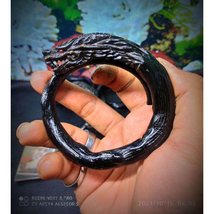 GELANG AKAR BAHAR HITAM UKIR NAGA JUMBO