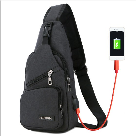 Tas USB Selempang Sling Bag Tas Dada Anti Air + Free Cable USB Extension