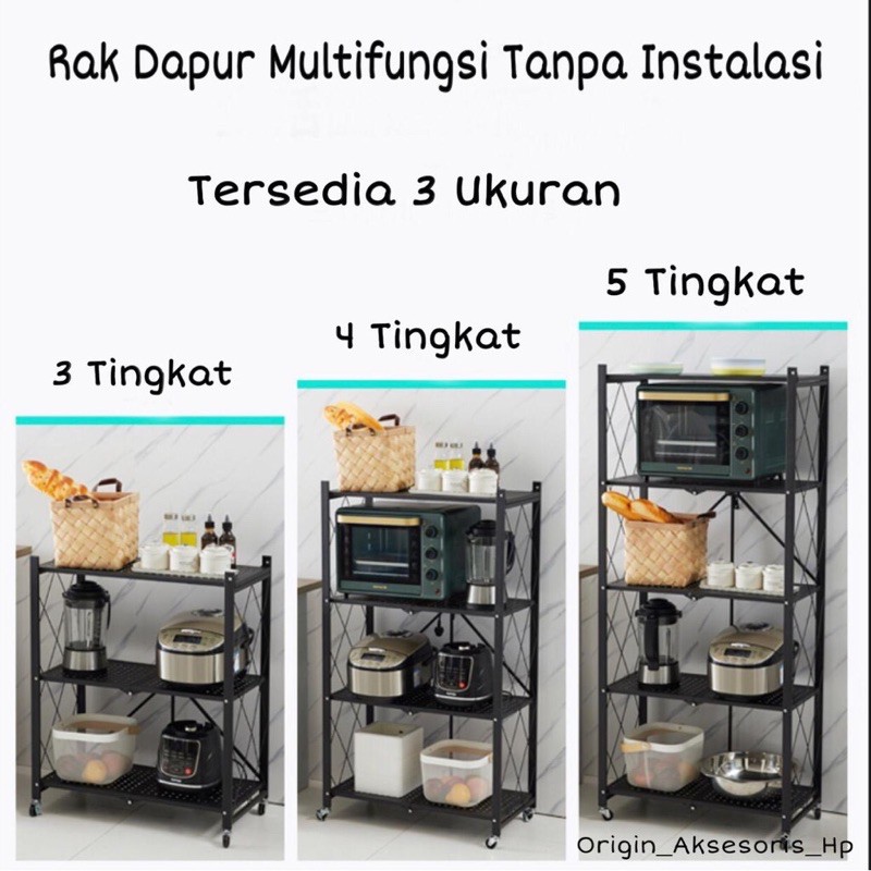 Kitchen Rack Multifungsi / Rak dapur Lipat Tersedia 3 layer / 4 Layer / 5 layer -DC88