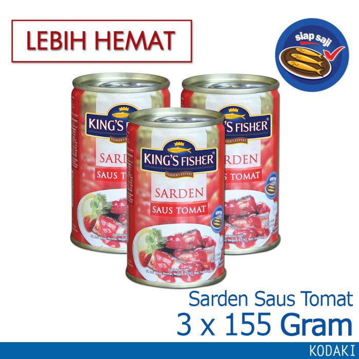 

Terlaris Paket 3 pcs King's Fisher Sarden mini saus tomat Makanan Kaleng 155 g Berkualitas