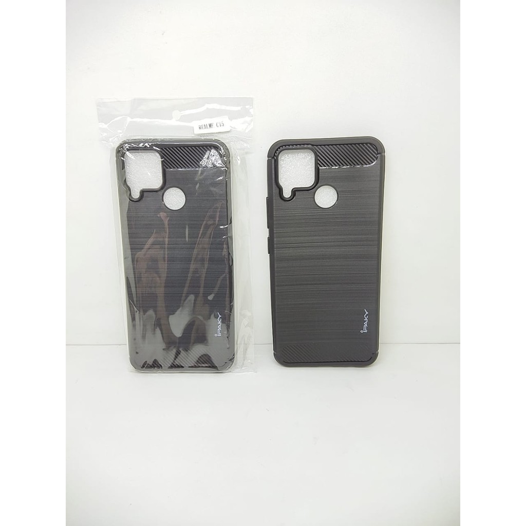 iPaky Carbon Realme C15 6.5 inch Slim Fit Carbon Soft Case REALME C15 Fiber Multi Carbon ANTI MELAR