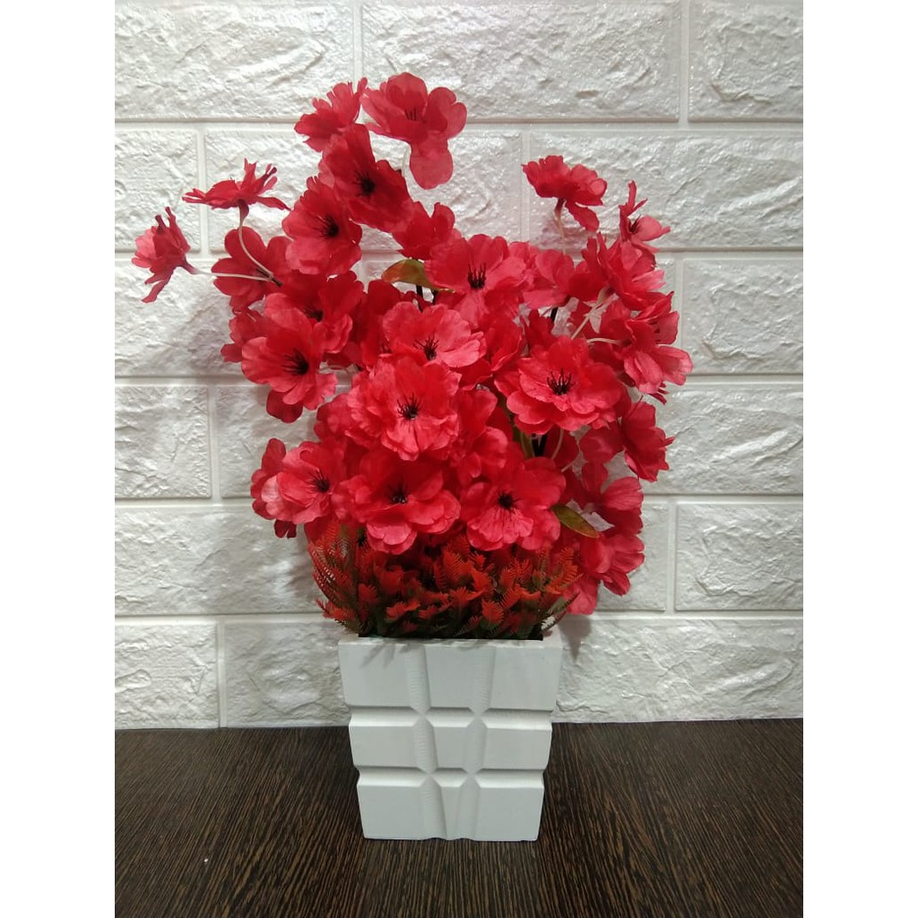 Rangkaian Bunga Sakura Set Pot Kayu Shopee Indonesia