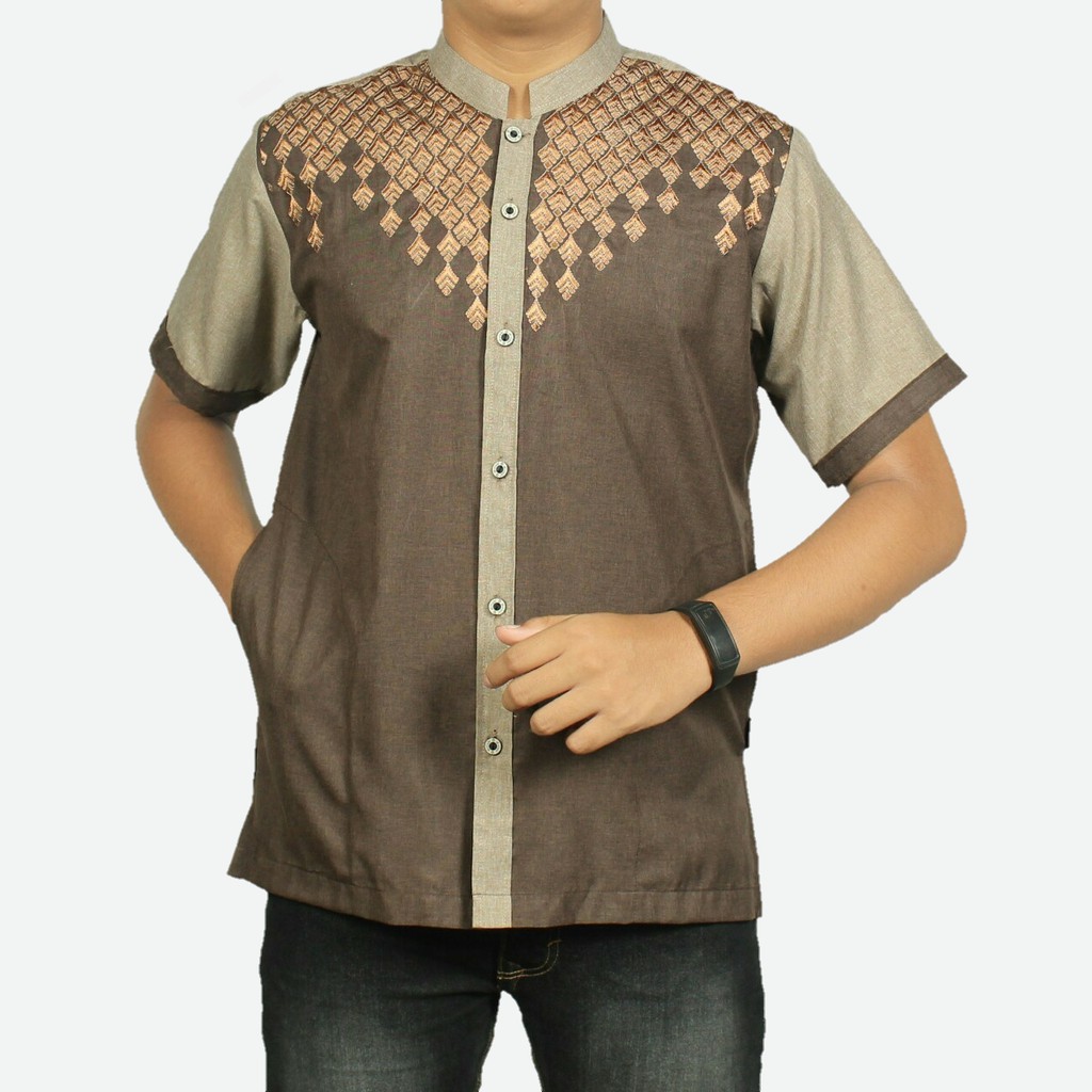 Baju Koko Madinah Pria Warna Mocca Lengan Pendek Fashion Muslim Terlaris