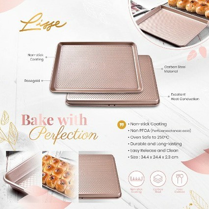 Loyang Cake Cookies Kue Oven Tray 13 Inch Warna Rose Gold Merk Lisse