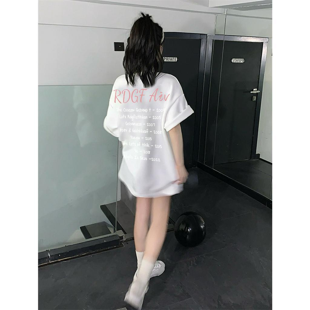 100% Katun Kaos Vintage Hitam Atasan Wanita Lengan Pendek Oversize Letter Printed T-shirt Baju Wanita Kekinian Korean Style