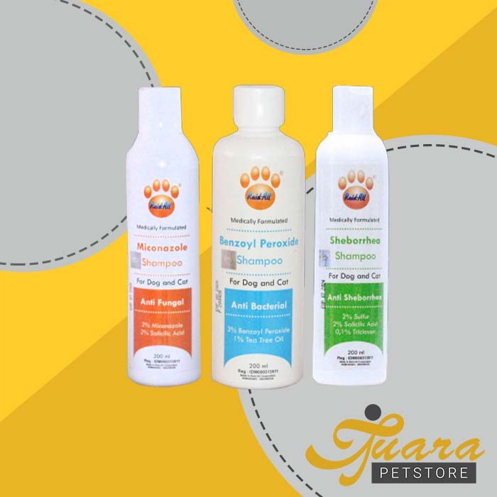 Shampoo Kucing&amp;Anjing Raid All Sheborrhea Miconazole Benzoyl 200 ML