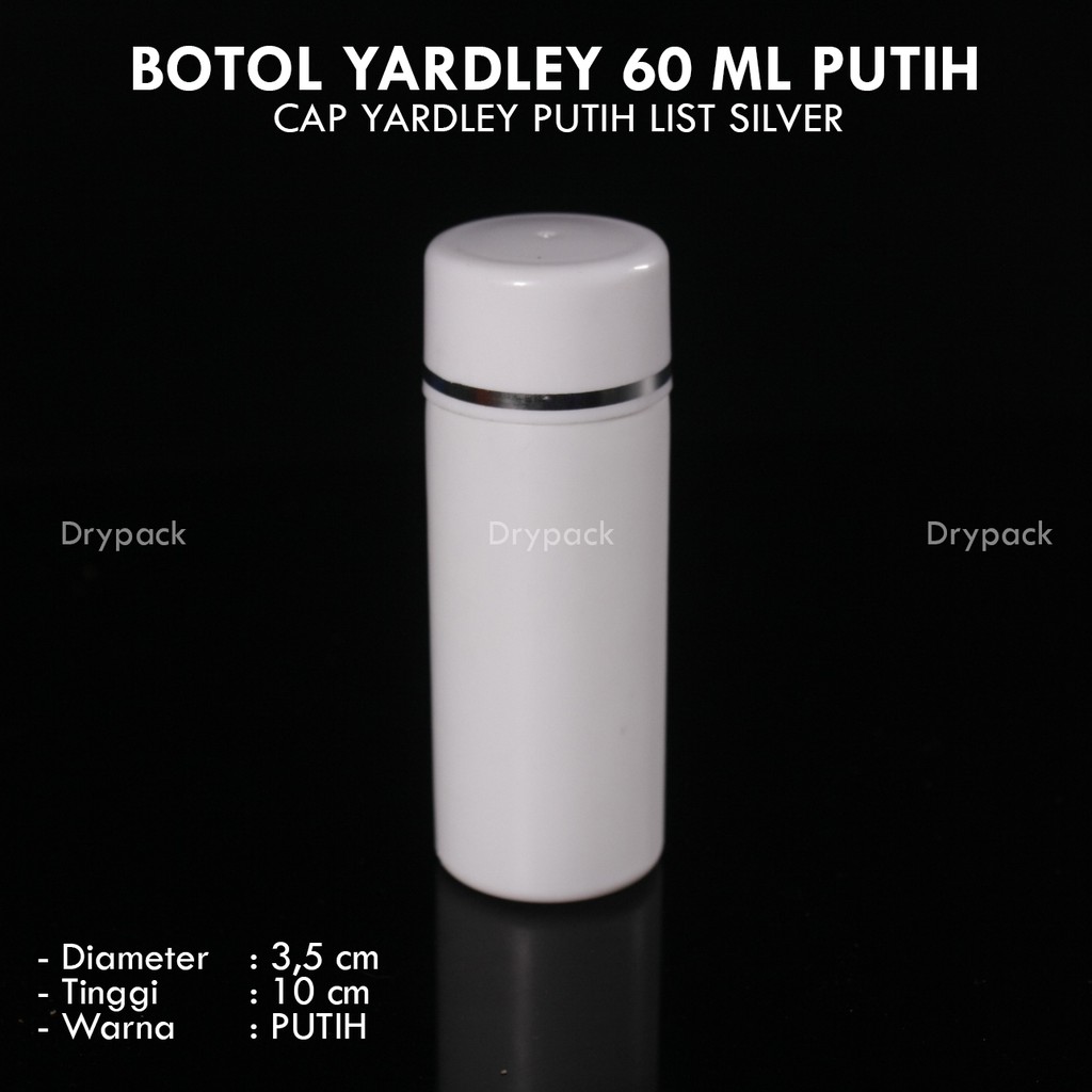 Botol yardley 60 ml / Botol toner 60 ml putih list silver/gold