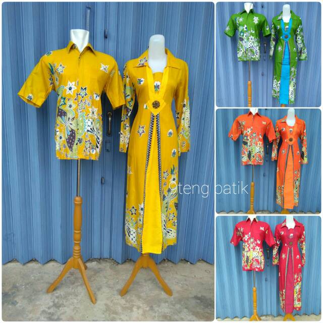 PROMO SALE DISKON Couple batik sarimbit batik couple gamis murah merah kuning hijau orange jambi