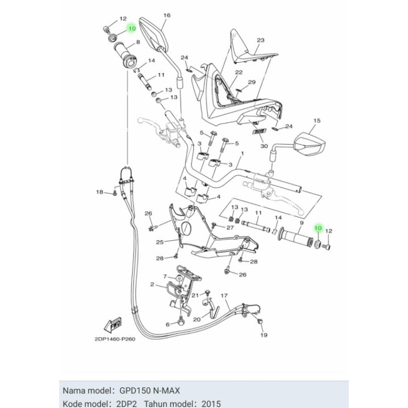 BANDUL END GRIP JALU STANG NMAX R25 MT25 MT 25 ASLI ORI YAMAHA 1WD F6246 00