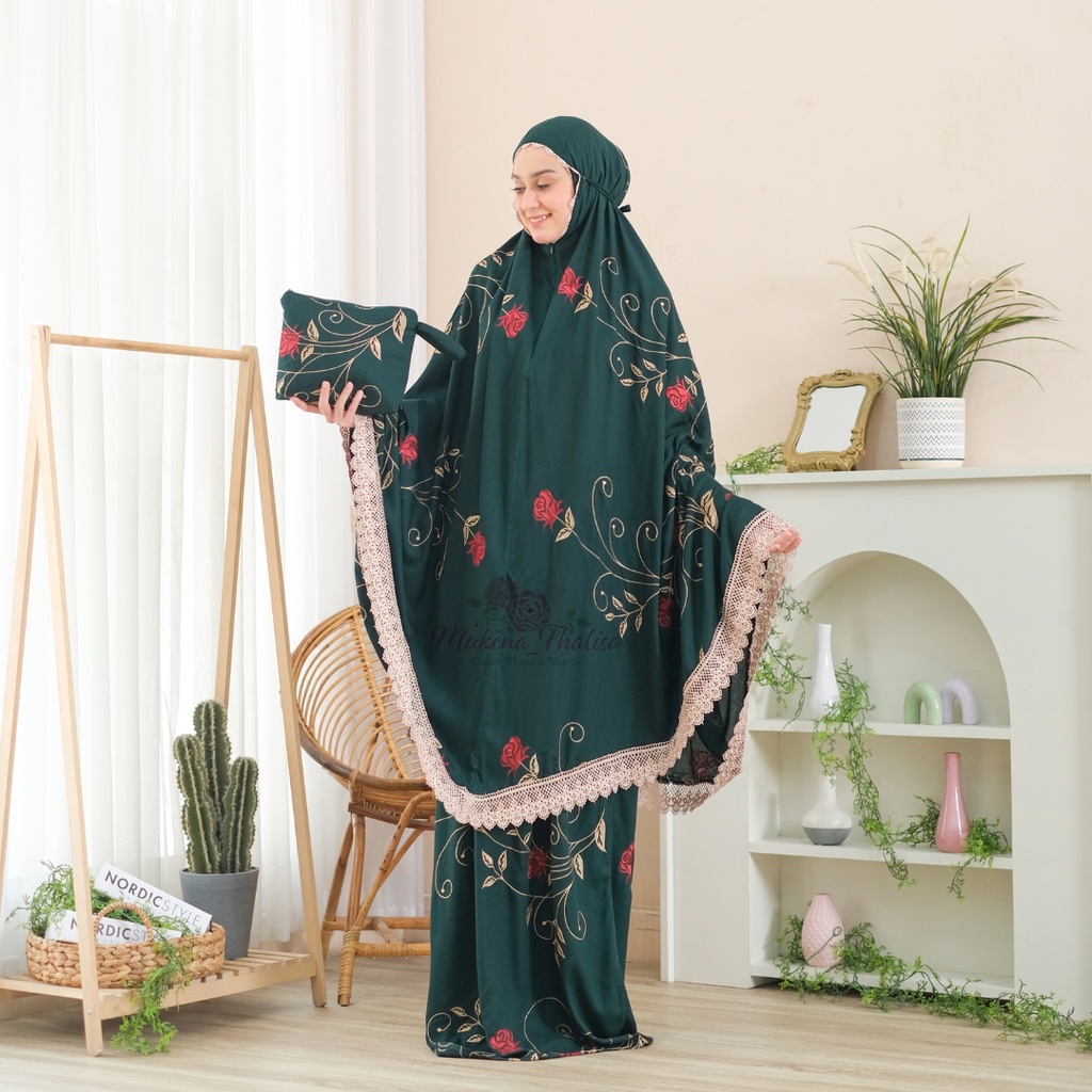 MUKENA RAYON DEWASA LADY EMBROIDERY JUMBO MUKENA HANTARAN MUKENA TRAVELLING MUKENA RAYON BAHAN ADEM