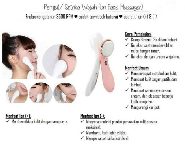 SETRIKA WAJAH  ION FACE MASSAGER PENGENCANG KULIT DAN PENIRUS