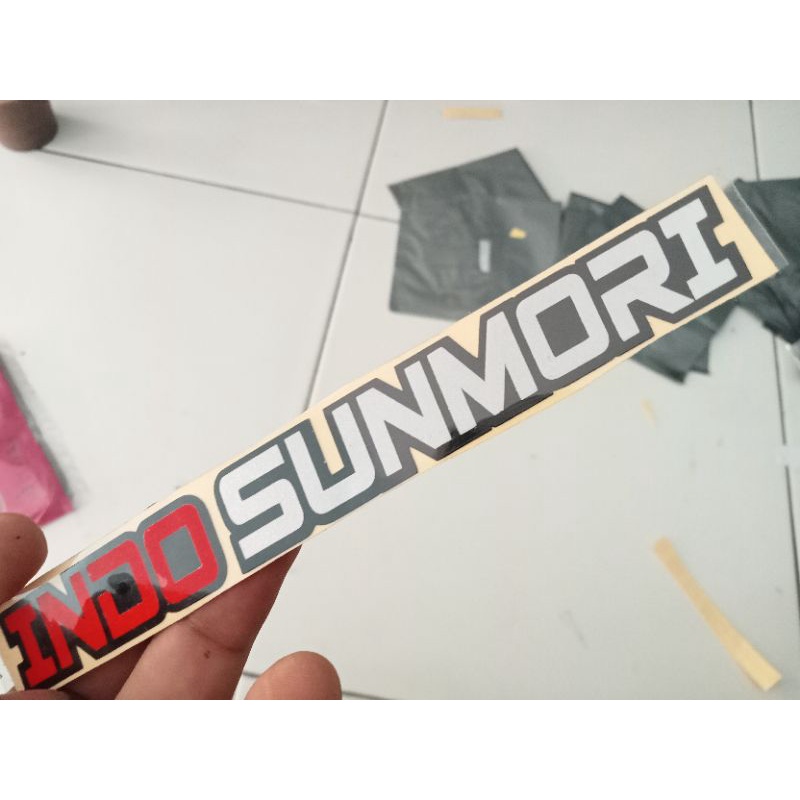 stiker cutting INDO SUNMORI logo motor hellm mobil terbaru viral keren hologram murah