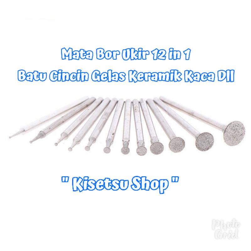 SET 12 PCS MATA BOR GERINDA DIAMOND VENEER UKIR POTONG POLES BATU AKIK KERAMIK KACA GELAS PIRING ARK