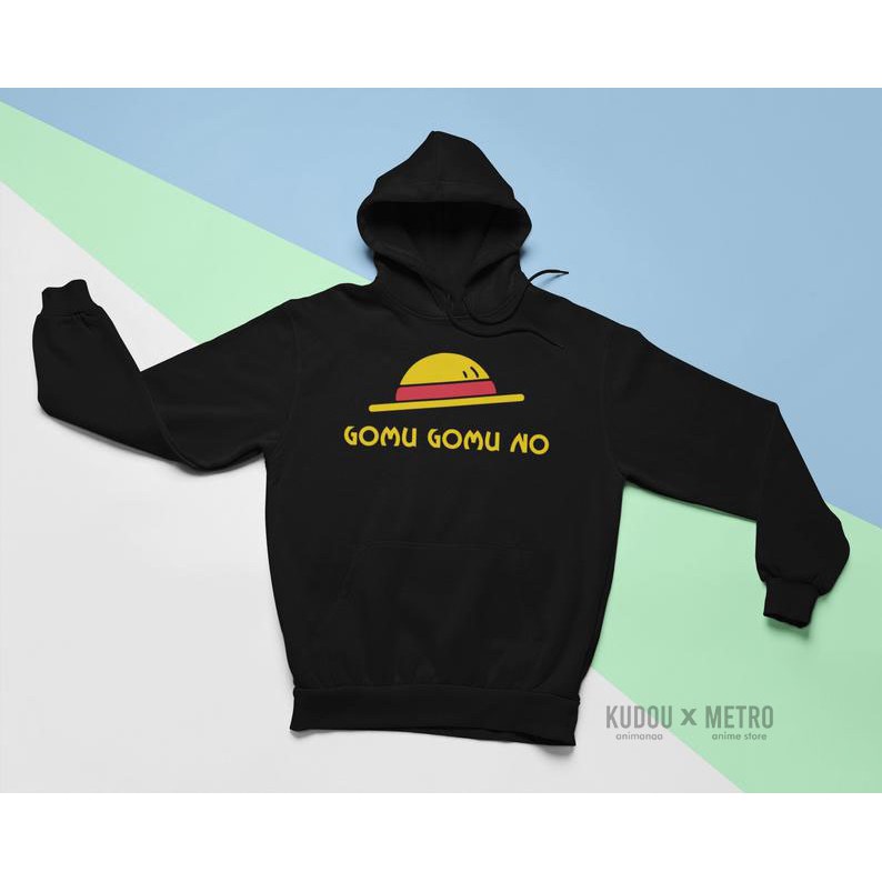 Hoodie Onepiece Gomu Gomu No Mugiwara Hats Black Premium Quality