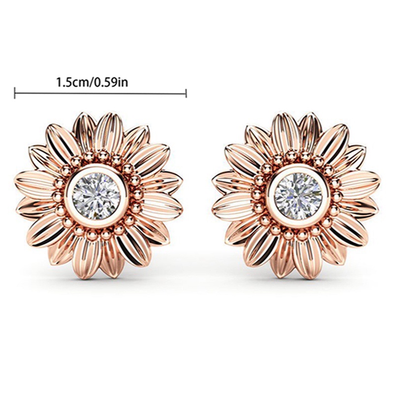 Anting Stud 925 Sterling Silver Bentuk Bunga Matahari Daisy Gaya Boho Untuk Wanita