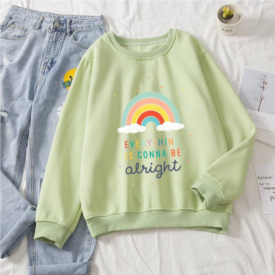 Be Alright Sweater Wanita Oversize Bahan Fleece M - XXL