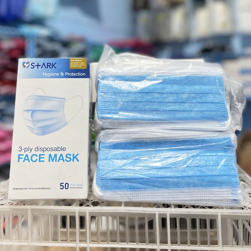 Disposable Mask 3Ply  | Masker Dispo Earloop Biru isi 50pcs