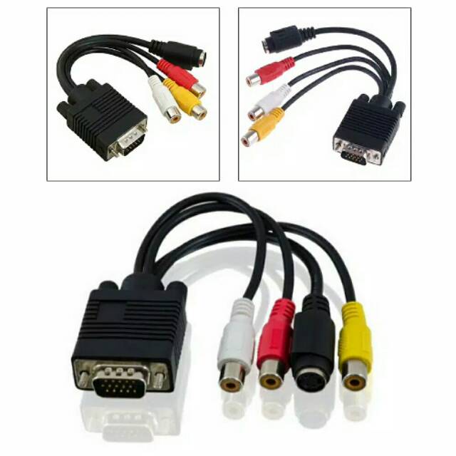 kabel converter VGA male to 3 RCA female 1 S-VIDEO