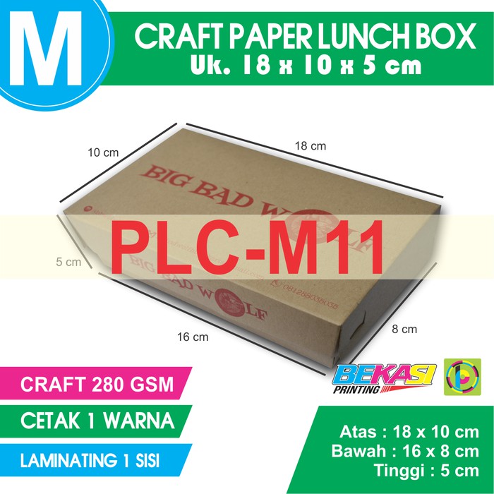

Jual PLC-M11 | Craft Paper Lunch Box Uk M Cetak 1 Warna + Laminating 1 Sisi Diskon