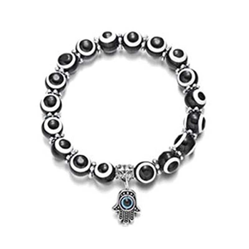 Gelang Tangan Manik-Manik Resin Elastis Desain Evil Eye Fatima Turki Untuk Pria / Wanita