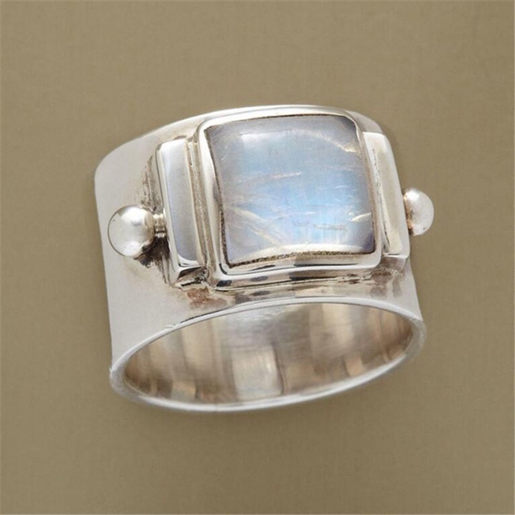 Cincin Moonstone Model Lebar Untuk Pria Dan Wanita