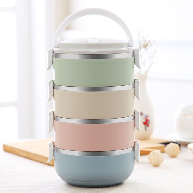 FM - Rantang Makan bulat Lunch box stainless steel susun 4 polos