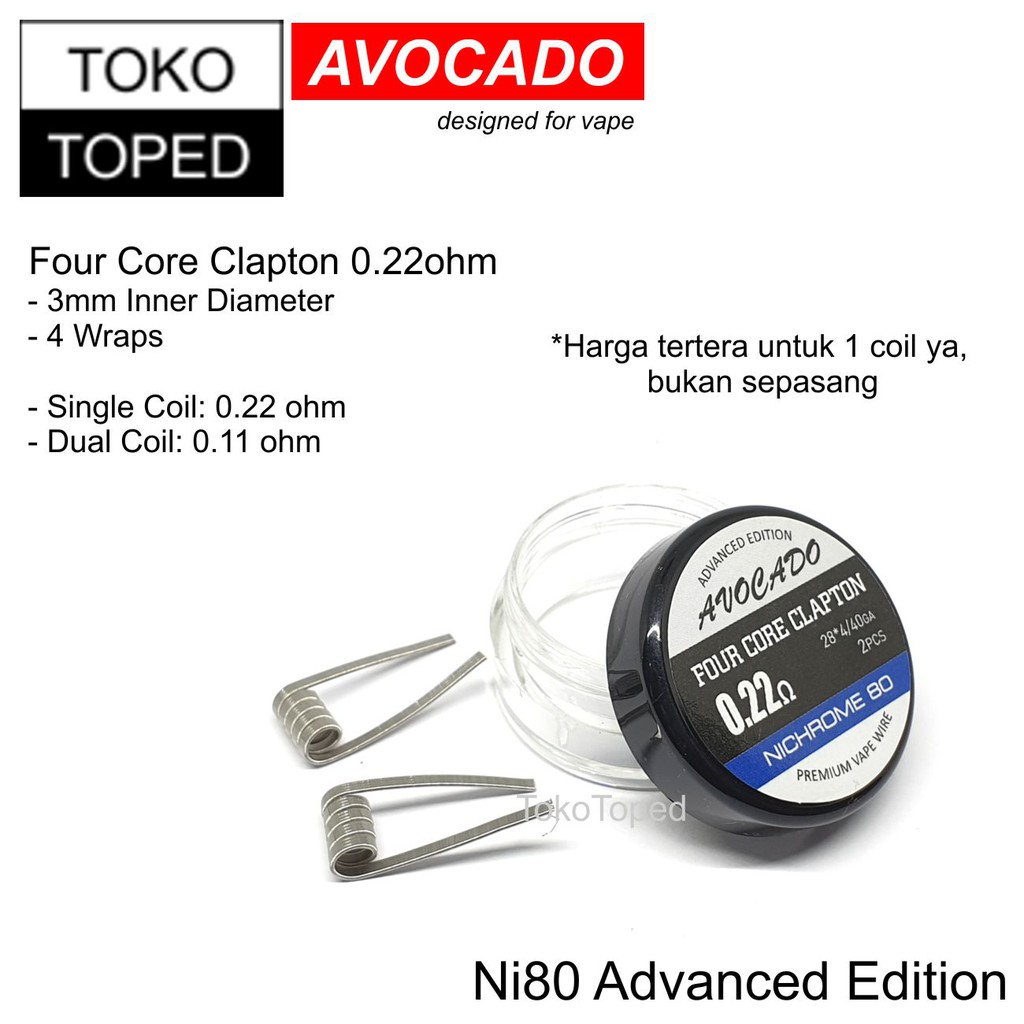 Authentic Avocado FOUR CORE CLAPTON Ni80 Coil 0.22 ohm | nichrome 80