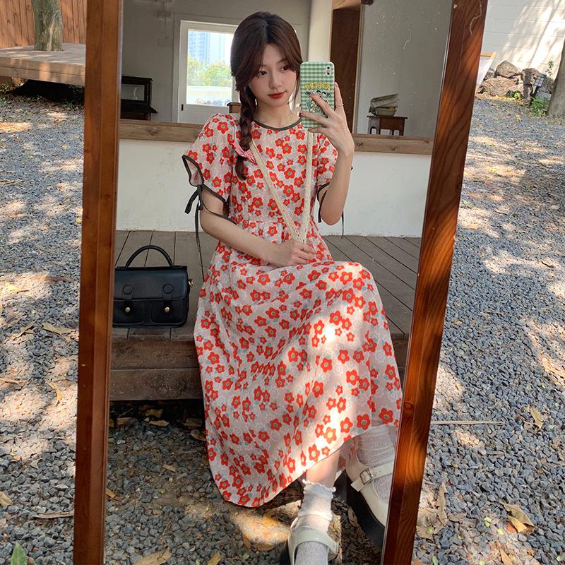 LADYSHOP[COD] D218 SUMMER RED FLOWER DRESS