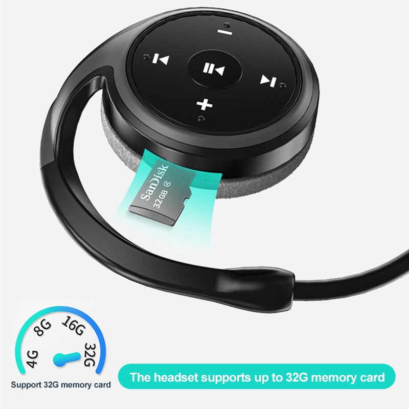 Wireless Neckband Earphone Sports Headset Bluetooth Hanging Neckband Audio Music Stereo Support TF card insertion