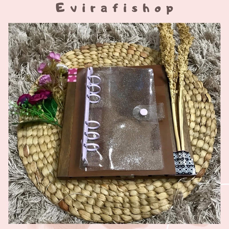 

((Ungu)A6 Binder Glitter PVC Jelly Cover Case/Binder A6 Sidoarjo/Binder Glitter/ Binder Keuangan
