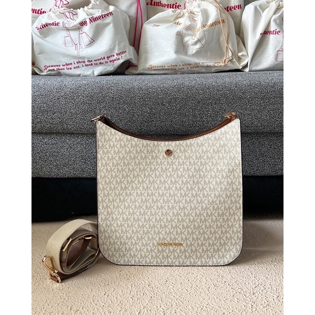 MK Briley Large Messenger Vanilla Signature Crossbody
