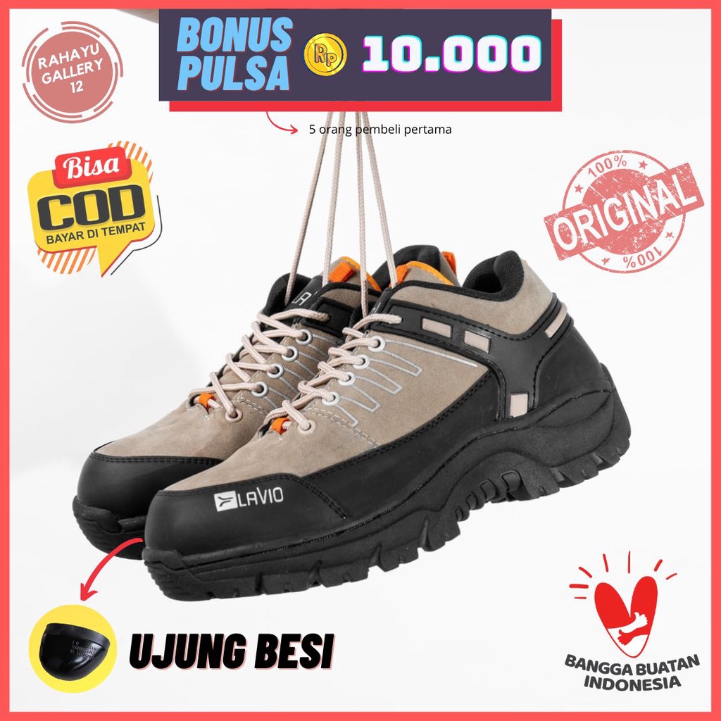 Sepatu Safety Pria Ujung Besi Original Lavio Leacher Septi Kerja Sefty Cowok