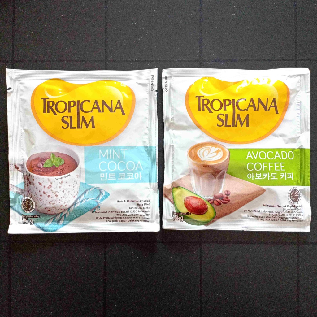 Tropicana Slim Cafe Soy Latte White Avocado Coffee Sweet Orange Mint Cocoa Coklat Cokelat Alpukat Sachet Minuman Instan Instant Serbuk Bubuk Kopi Susu Jeruk