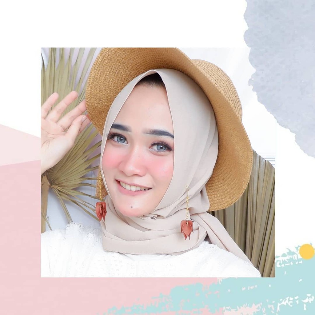aksesoris hijab - anting hijab daun keping kecil coklat