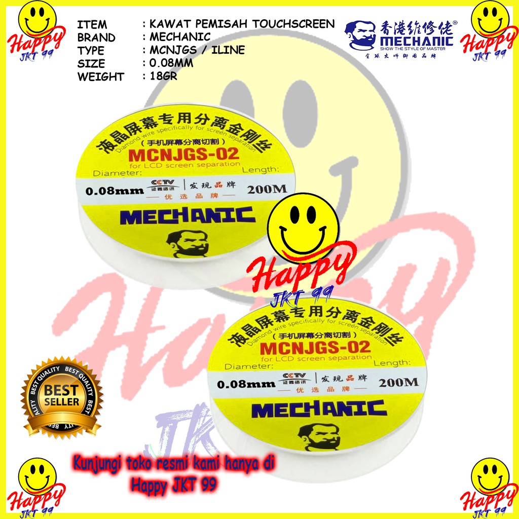 [ HAPPY JKT 99 ] KAWAT PEMISAH TOUCHSCREEN MECHANIC MCNJGS-02 0.08MM 200M ORIGINAL