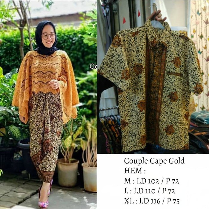 Setelan Kebaya Modern Couple Cape Brokat / Batwing Brokat / Kalong Brokat Warna Dark Mint Dan Lainnya