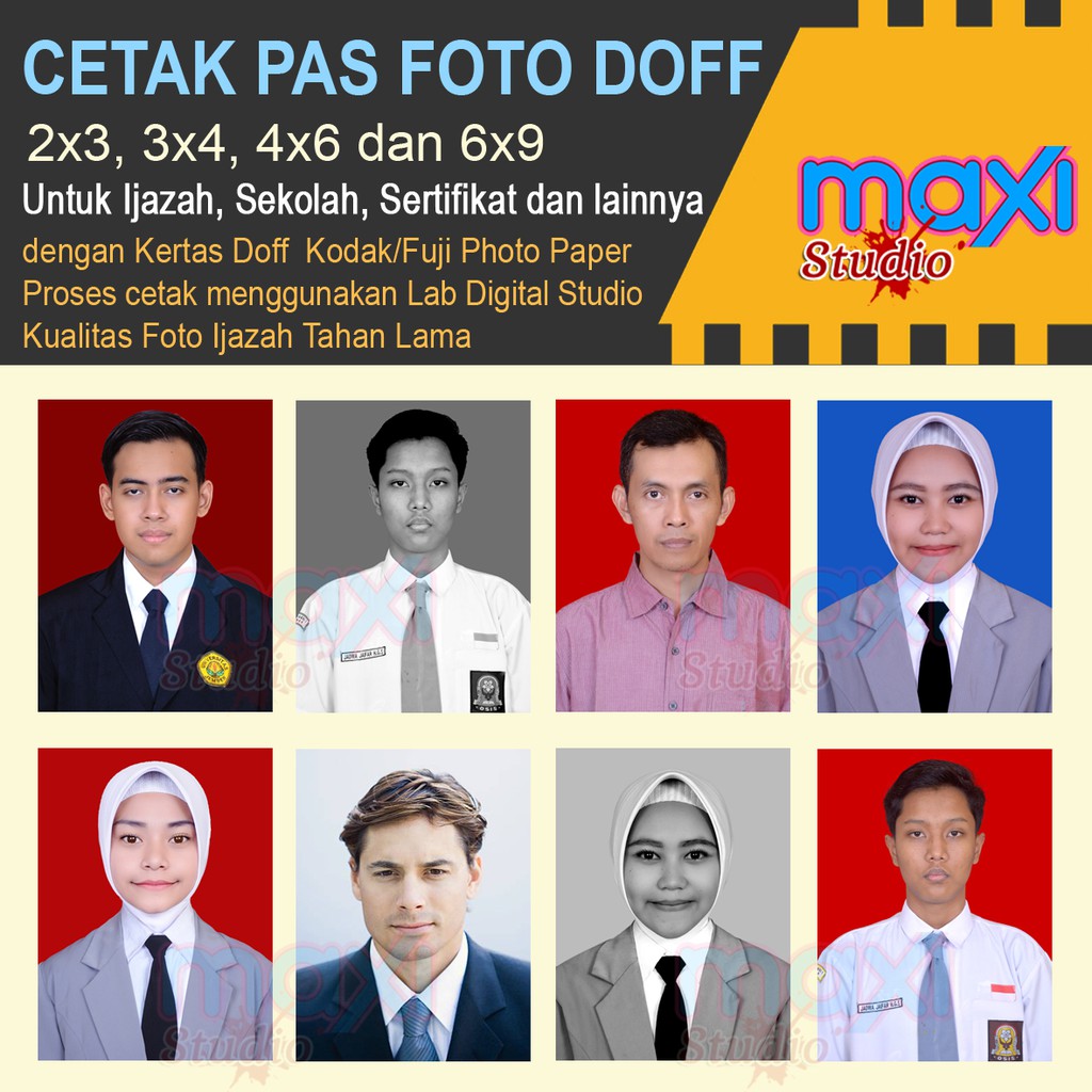 

Cetak Pas Foto Doff 2x3 3x4 4x6 Pas Photo untuk Ijazah Paspor dan CV