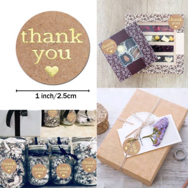 

Label Sticker Thank You Kraft Gold Segel Kemasan Packaging Sealer box Baking Tools Decoration Cantik