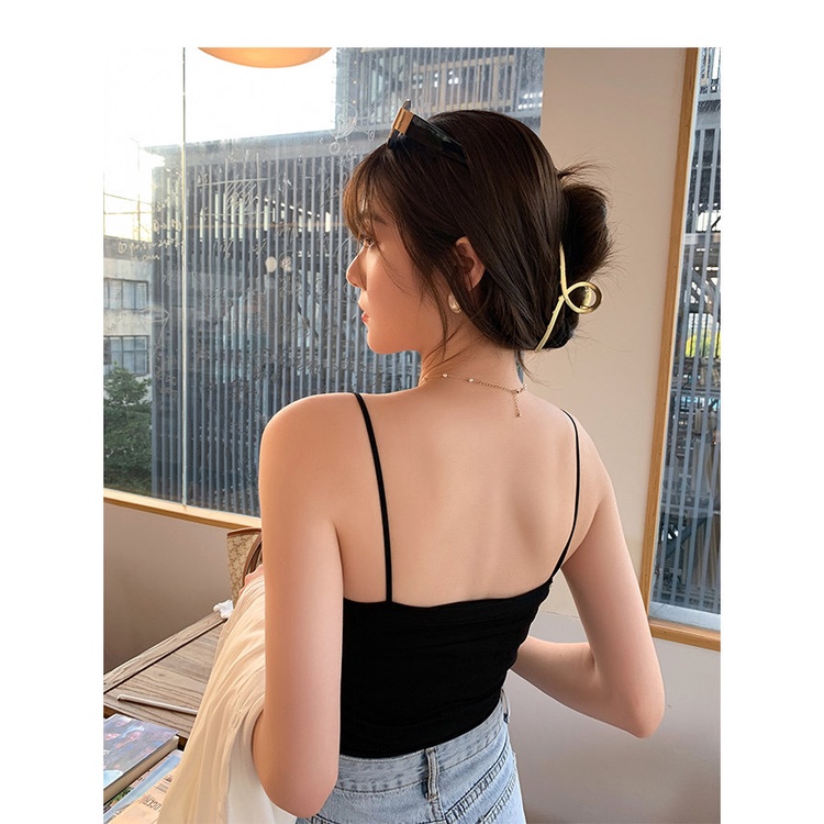 BATAMMODE Tank top Basic Wanita Square spaghetti Crop top-3