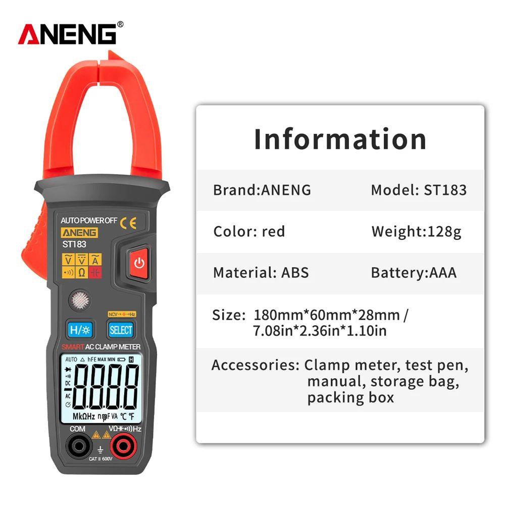 POPULAR Populer Digital Clamp Meter ANENG ST183 True RMS DC/AC Voltage Tester Alat Ukur Arus Listrik