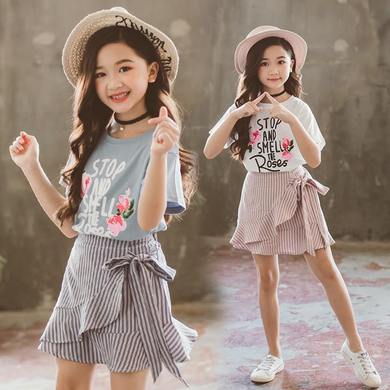 Set 2Pcs Baju  Atasan  Ukuran Besar Rok  Bahan Katun Untuk 