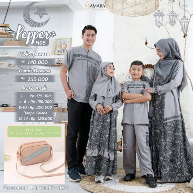 Free Tas Cantik || Samara H05 Pepper busana muslim keluarga baju couple gamis sarimbit keluarga