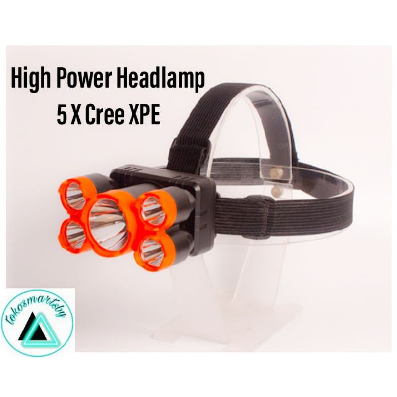 Senter Kepala 5 Mata 5 LED High Power Headlamp 3x Cree XPE