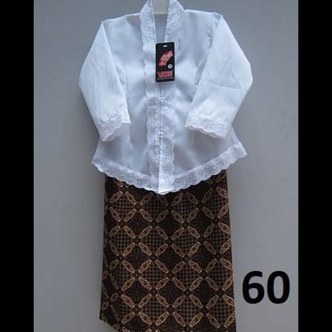 Setelan Kebaya Anak Tk/Paud/Kebaya Putih/Kebaya Encim/Kebaya Putih N49 Harga Grosir
