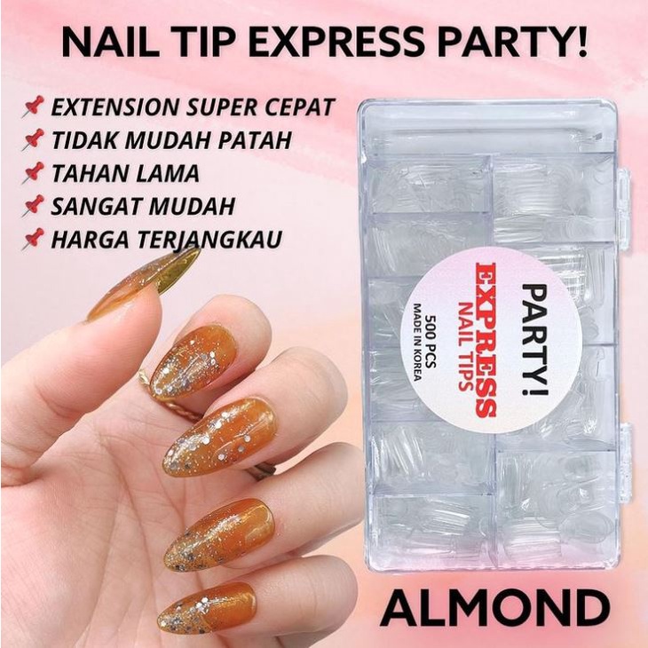 KUKU PALSU EXTENSION NAIL TIPS EXPRESS DOFF PARTY KOREA HIGH QUALITY PANJANG MEDIUM